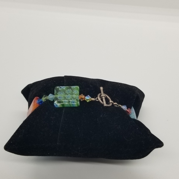millefiori style square bead bracelet - Picture 2 of 7